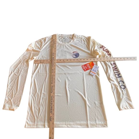 NEW Surf & SWIM TEE Long Sleeve SM Mens Womens Yellow Ocean Palm T Shirt UPF 50+ - Picture 3 of 10